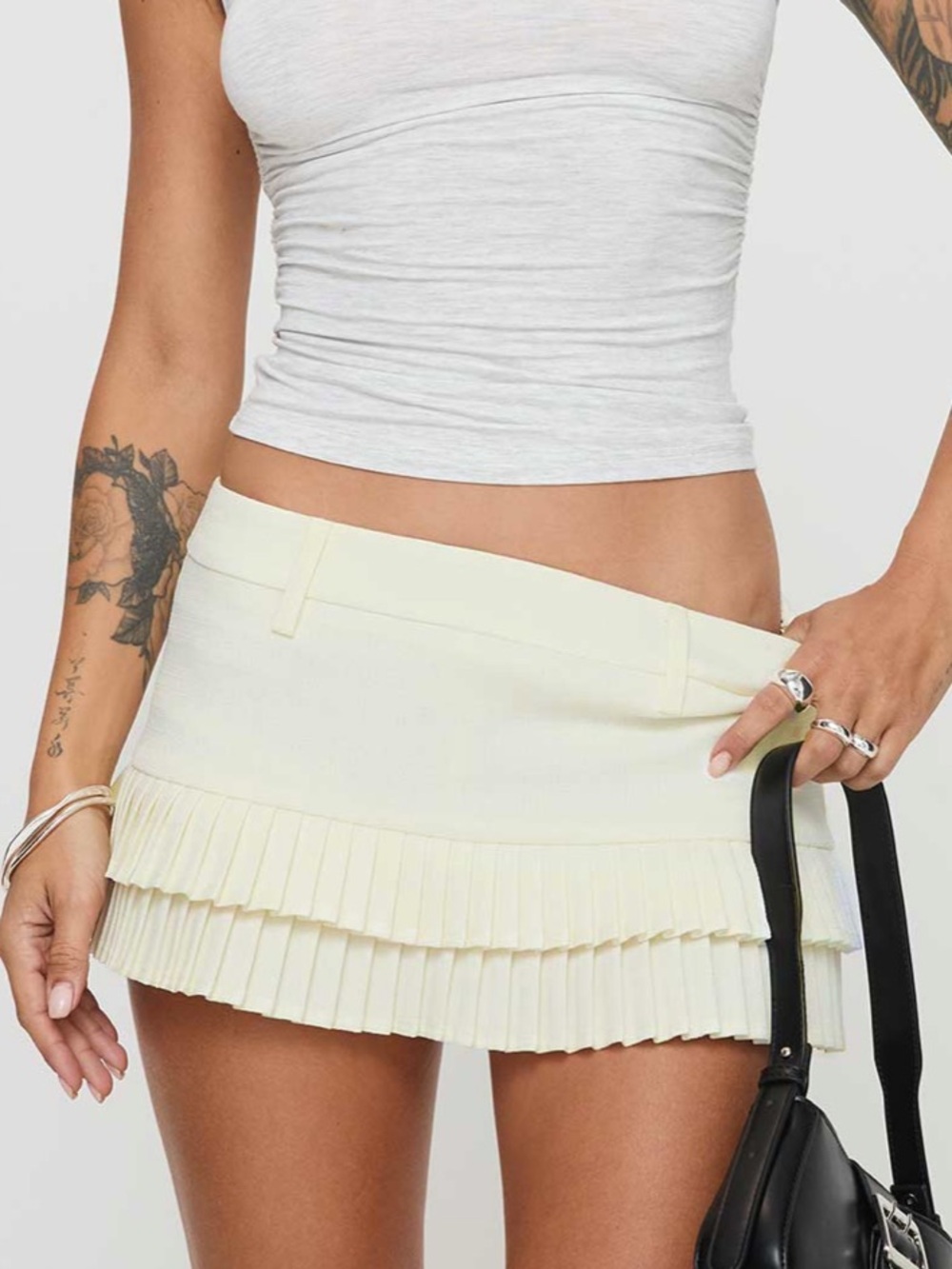 Princess polly Deei Double Ruffle Mini Skort Soft Lemon